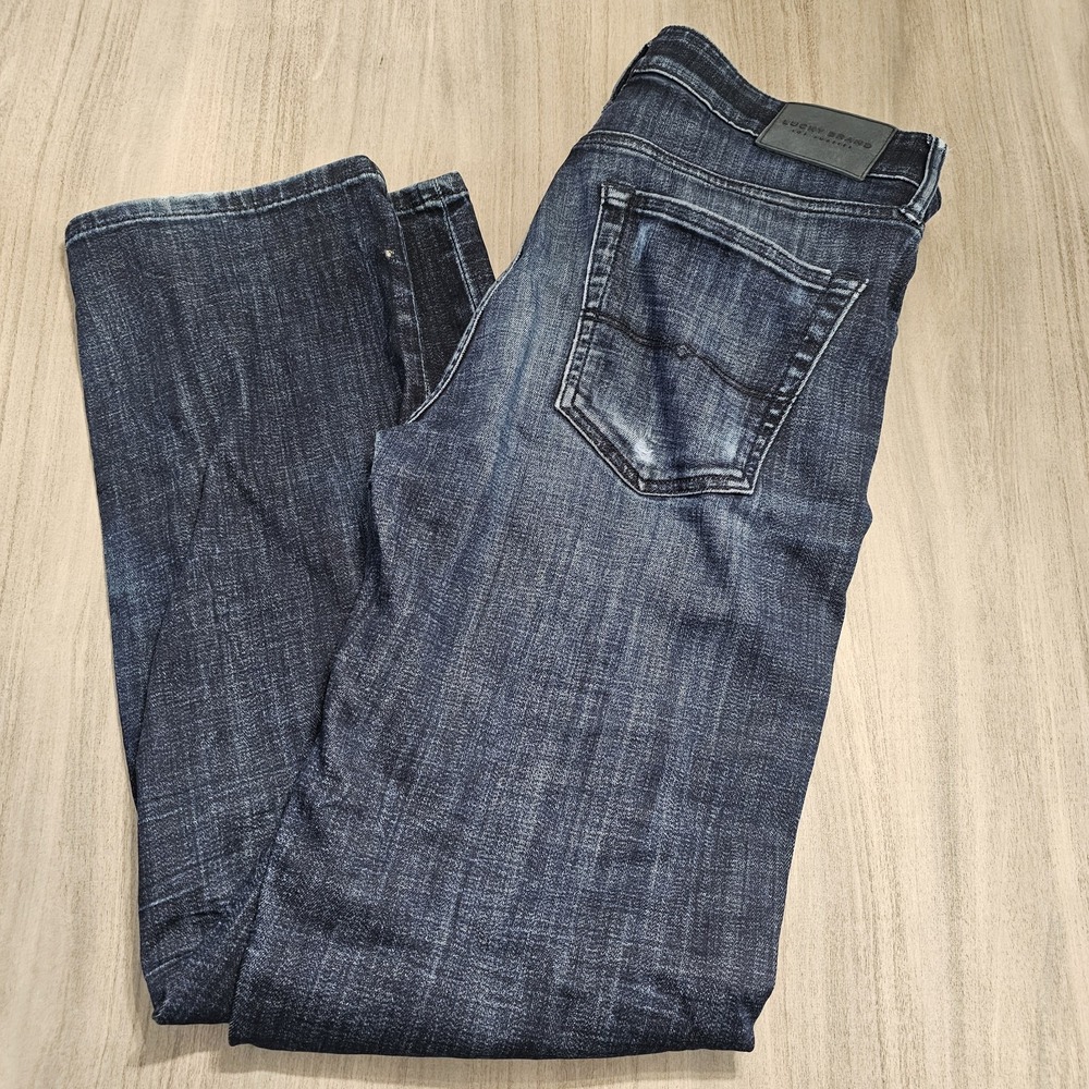 Lucky Brand Jeans Men 34x32 Blue Dark Wash Cotton Stretch 363 Vintage‎ Straight